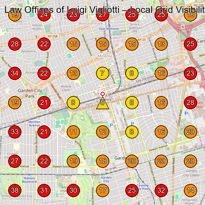 Law Offices of Luigi Vigliotti GeoGrid visibility map for Legal Services in Garden City